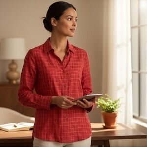 Women's Red Checkered Blouse